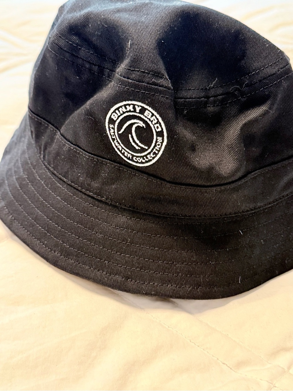 NWOT Binky Bro Kids Black Bucket Hat with Wave Patch - Toddler Size